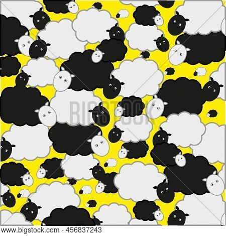 Abstract Seamless Pattern With Sheep Pattern. Kid Graphic. Concept Art. Vector Illustration. Stock I