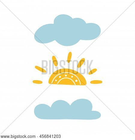 Set Of Colorful Ellements Isolated On A White Background. Collection Of Summer Nature Ellements For 