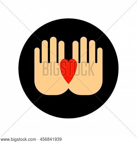 Flat Palms Heart Icon. Love Symbol. Hand Gesture Diagram. Vector Illustration. Stock Image.