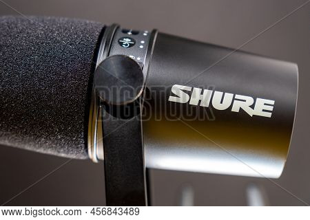 Tyumen, Russia-april 09, 2022: Shure Was Founded By Sidney N. Shure In 1925 As The Shure Radio Compa