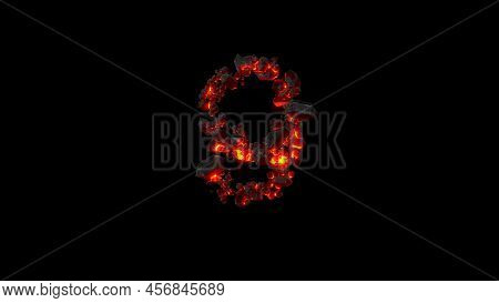 Number 9 Made Of Very Hot Magmatic Rocks On Black, Isolated - Object 3d Illustration
