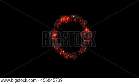 Letter O Made Of Very Hot Magmatic Stones On Black, Isolated - Object 3d Illustration
