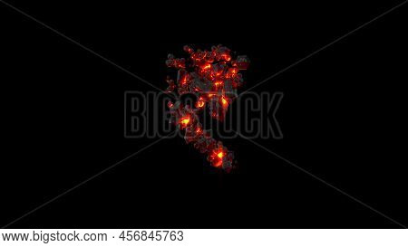 Rupee Sign Made Of Very Hot Burning Stones On Black, Isolated - Object 3d Illustration