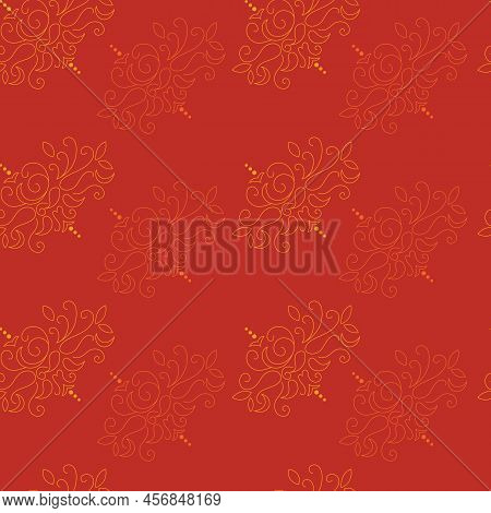 Dark Orange Motifs Vector Repeat Pattern For Textile, Fabric, Paper, Backgrounds, Scrapbooking, Pack