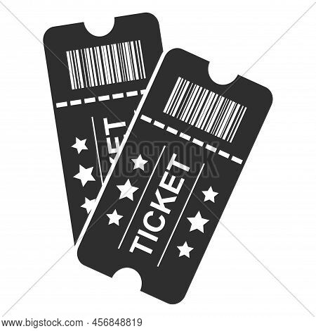 Two Movie Tickets With Stri. Vector Illustration Isolated On White Background