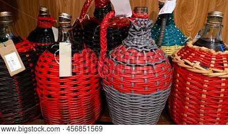 A Close-up View Of A Demijohn With Plum Brandy After Fresh Burnt Plum Brandy, Photo