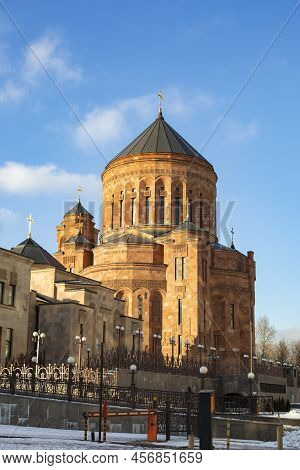Moscow, Russia - February 08, 2020: Cathedral Of The Transfiguration Of The Lord Armenian Temple Com