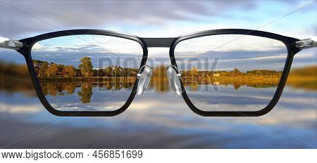 3d Illustration Of Clear Vision Through Glasses
