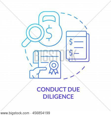 Conduct Due Diligence Blue Gradient Concept Icon. Documents And Files Research. Stage Of Merger Abst