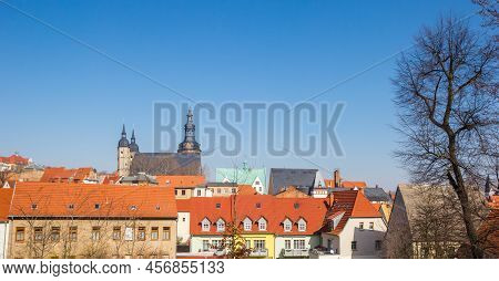 Skyline With Colorful Houses And Church Towers In Eisleben, Germany