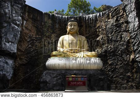 Beautiful Buddha Statue In Garden For Thai People Travel Visit Respect Praying In Gardening Fountain