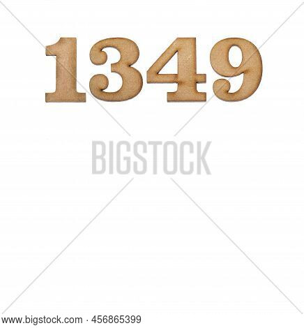 Number 1349 In Wood, Isolated On White Background