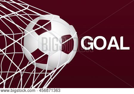 Soccer Ball In The Net. Realistic Soccer Ball Hitting The Net.