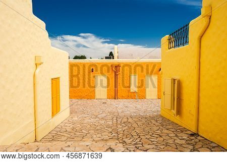 Orange Greek Mediterranean Houses. Greek Village In Balatonfured