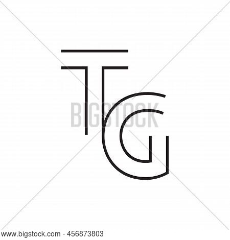 Line Tg Logo Isolated On White Background.
