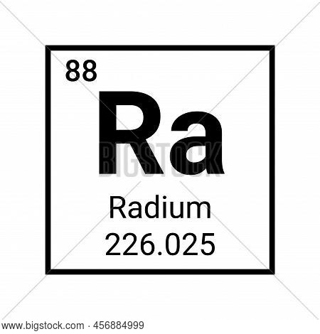 Radium Mendeleev Icon Symbol. Radium Atom Element Periodic Table Chemistry Vector Sign
