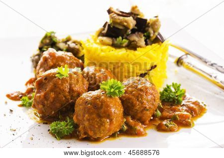 polpette con riso allo zafferano