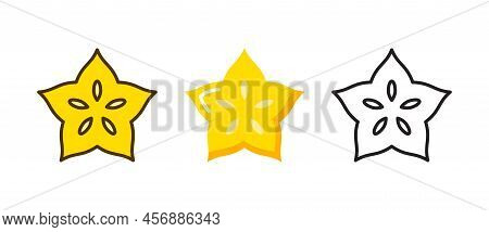 Starfruit Vector Carambola Icon. Star Fruit Averrhoa Slice Fresh Organic Food Vegetarian Healthy Car