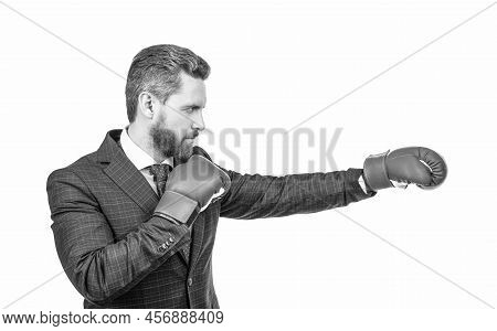 Punching. Successful Ceo Boxer. Relentless Struggle And Success. Man Ready For Corporate Battle.