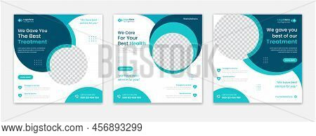 Medical Social Media Post Template, Health Treatment Layout Design For Clinic