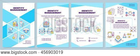 Identity Management Blue Brochure Template. User Access. Leaflet Design With Linear Icons. Editable 