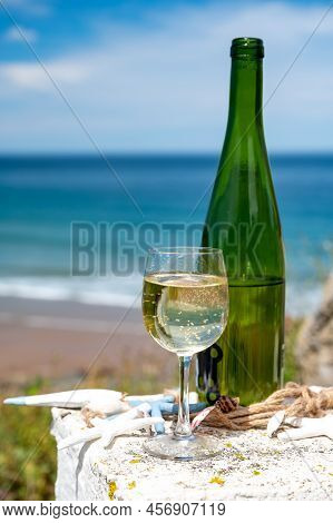 Txakoli Or Chacolí Slightly Sparkling Very Dry White Wine Produced In The Spanish Basque Country, Se