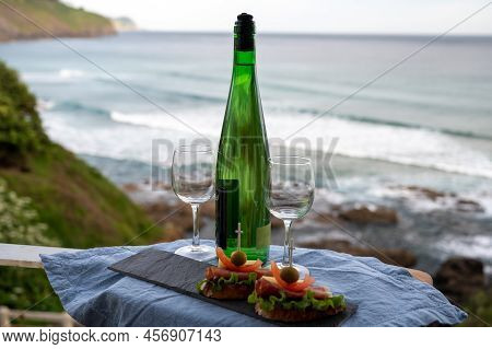 Txakoli Or Chacolí Slightly Sparkling Very Dry White Wine Produced In The Spanish Basque Country, Se
