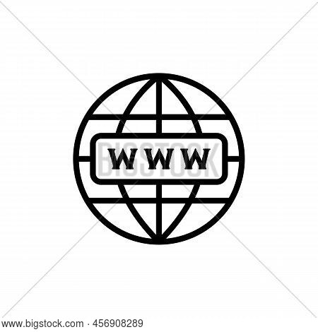 Simple World Globe Web Page Or Browser Template Black Icon. Planet Earth. Www Flat Isolated Symbol, 