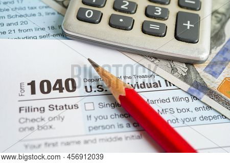 Tax Form 1040 U.s. Individual Income Tax Return, Business Finance Concept.