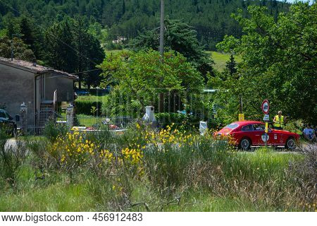 Ferrari 195 Inter Coupe Ghia 1951 On An Old Racing Car In Rally Mille Miglia 2022 The Famous Italian