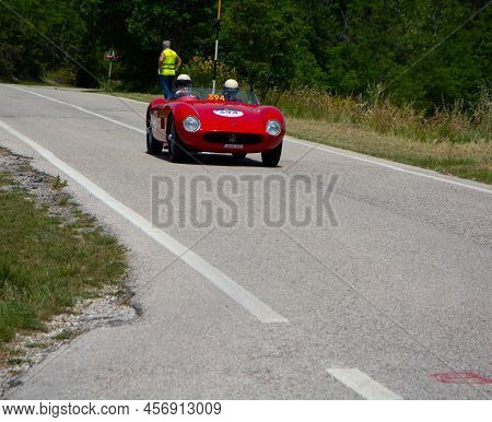 Maserati 150 S 1955 On An Old Racing Car In Rally Mille Miglia 2022 The Famous Italian Historical Ra