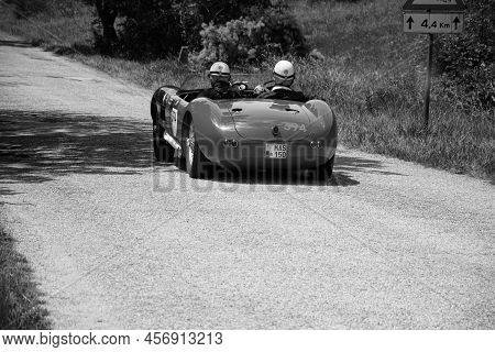 Maserati 150 S 1955 On An Old Racing Car In Rally Mille Miglia 2022 The Famous Italian Historical Ra