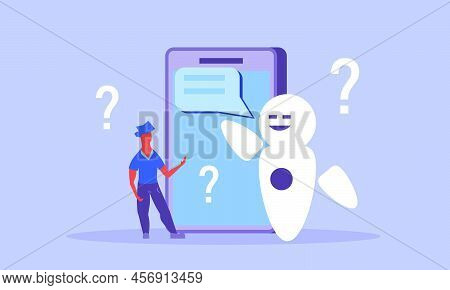 Chatbot Ai Support And Conversation Customer With Bot. Digital Future Application Website Vector Ill