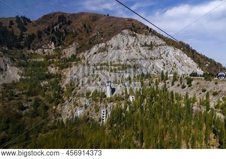 Cable Car Medeo Chimbulak View From Alatau Gorge In Almaty Incredibly Beautiful Tian Shan Mountains