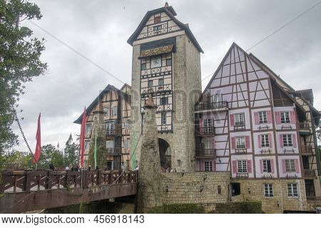 Bukit Tinggi, Malaysia - Jun 08, 2022: People Visit To Old French Style Public Building At Colmar Bu