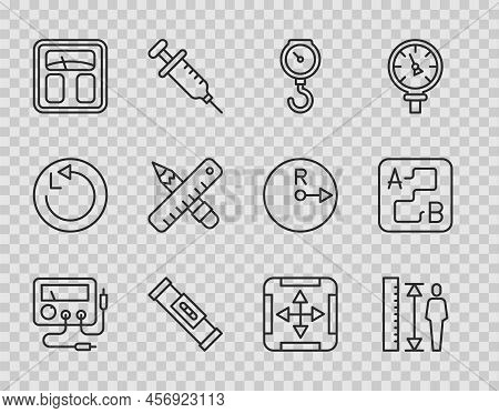 Set Line Multimeter, Voltmeter, Measuring Height Body, Hand Scale Spring Mechanical, Construction Bu