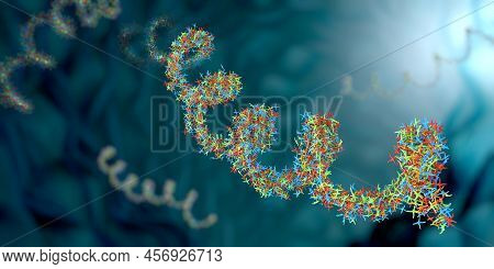 Ribonucleic Acid Strands Consisting Of Nucleotides Important For Protein Bio-synthesis - 3d Illustra