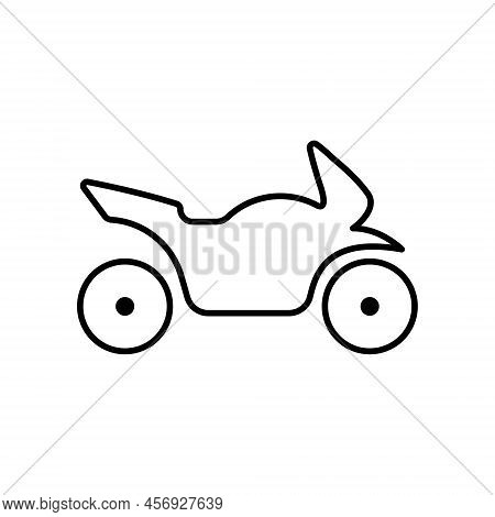 Black Motorcycle Line Icon. Sport Motorbike Linear Pictogram. Motor Bike Transport Outline Icon. Mot