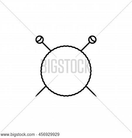 Knitting Needles And Big Empty Circle. Simple Minimal Logo Design. Vector Illustration On White Back