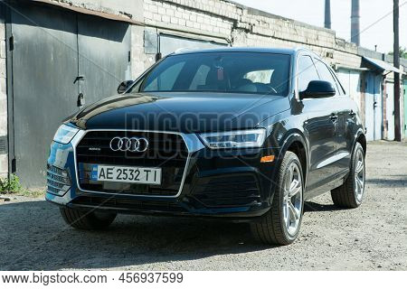 Audi Q3 In Black. Audi Q3 Subcompact Luxury Crossover Suv Car.