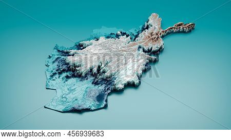 Topographic Afghanistan Map Hypsometric Afghanistan Elevation Tint Spectral Shaded Relief Map 3d Ill