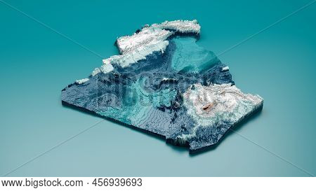 Topographic Algeria Map Hypsometric Algeria Elevation Tint Spectral Shaded Relief Map 3d Illustratio