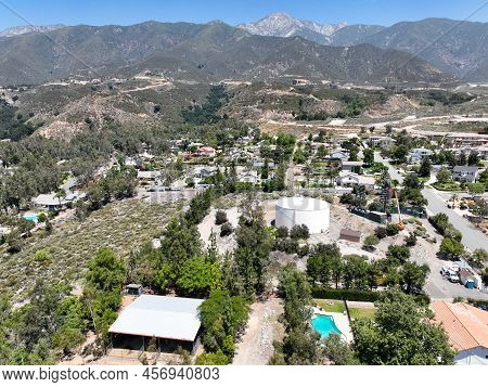 Aerial View Of Wealthy Alta Loma Community And Mountain Range, Rancho Cucamonga, California, United 
