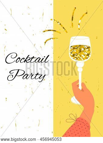 Image Of Postcard Layout With Cocktail Party