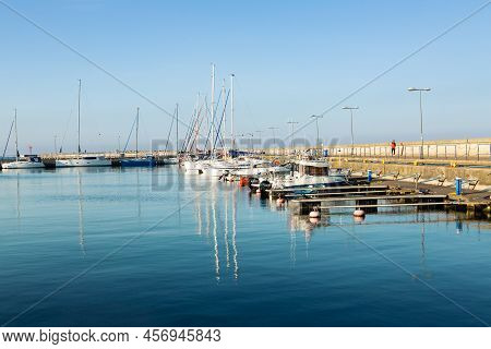 May,  02, 2022 , Sailboats Moored In Hel Harbour.  Marina Before The Season.   Hel, Hel Peninsula, B