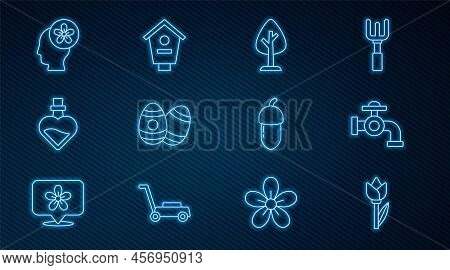 Set Line Flower Tulip, Water Tap, Forest, Easter Egg, Bottle With Love Potion, Human Head Flower Ins