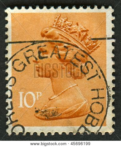 UK-CIRCA 1993:A stempel trykt i UK viser billede af Elizabeth II er den forfatningsmæssige monark af 16 