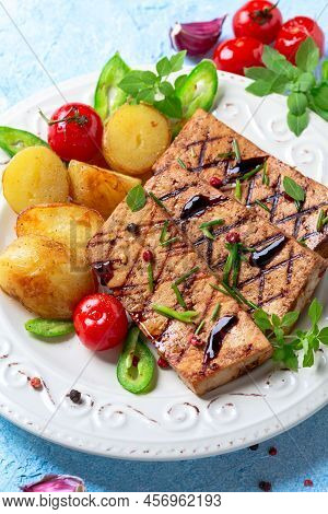 Tofu Steaks With Vegetables.