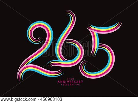 265 Number Design Vector, Graphic T Shirt, 265 Years Anniversary Celebration Logotype Colorful Line,