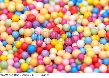 Small Multicolored Polyfoam Balls, Theme Of Holidays And Birthdays, Backdrop.